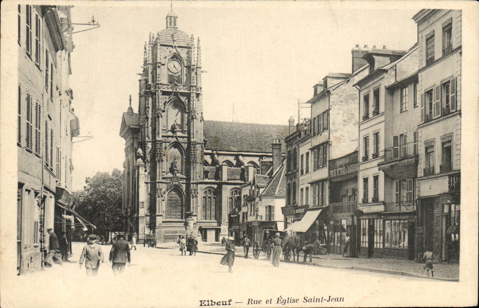 CPA Elbeuf rue et eglise Saint Jean 