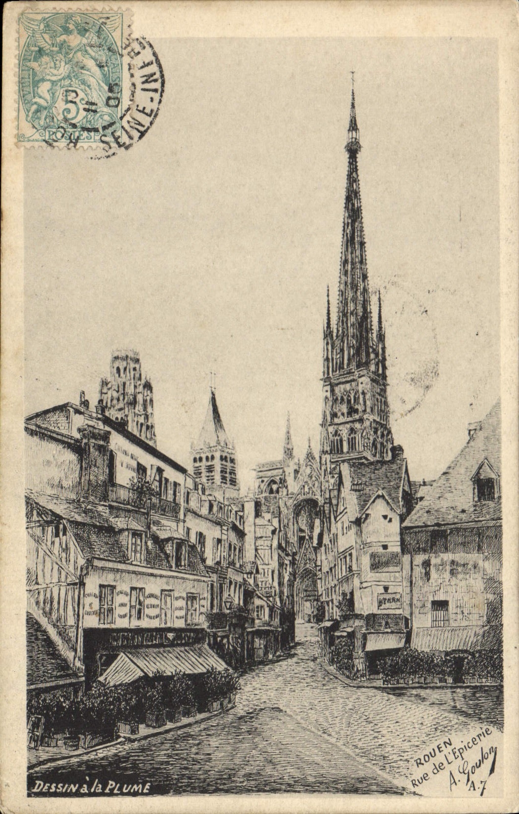 CPA Rouen rue de l'epicerie 