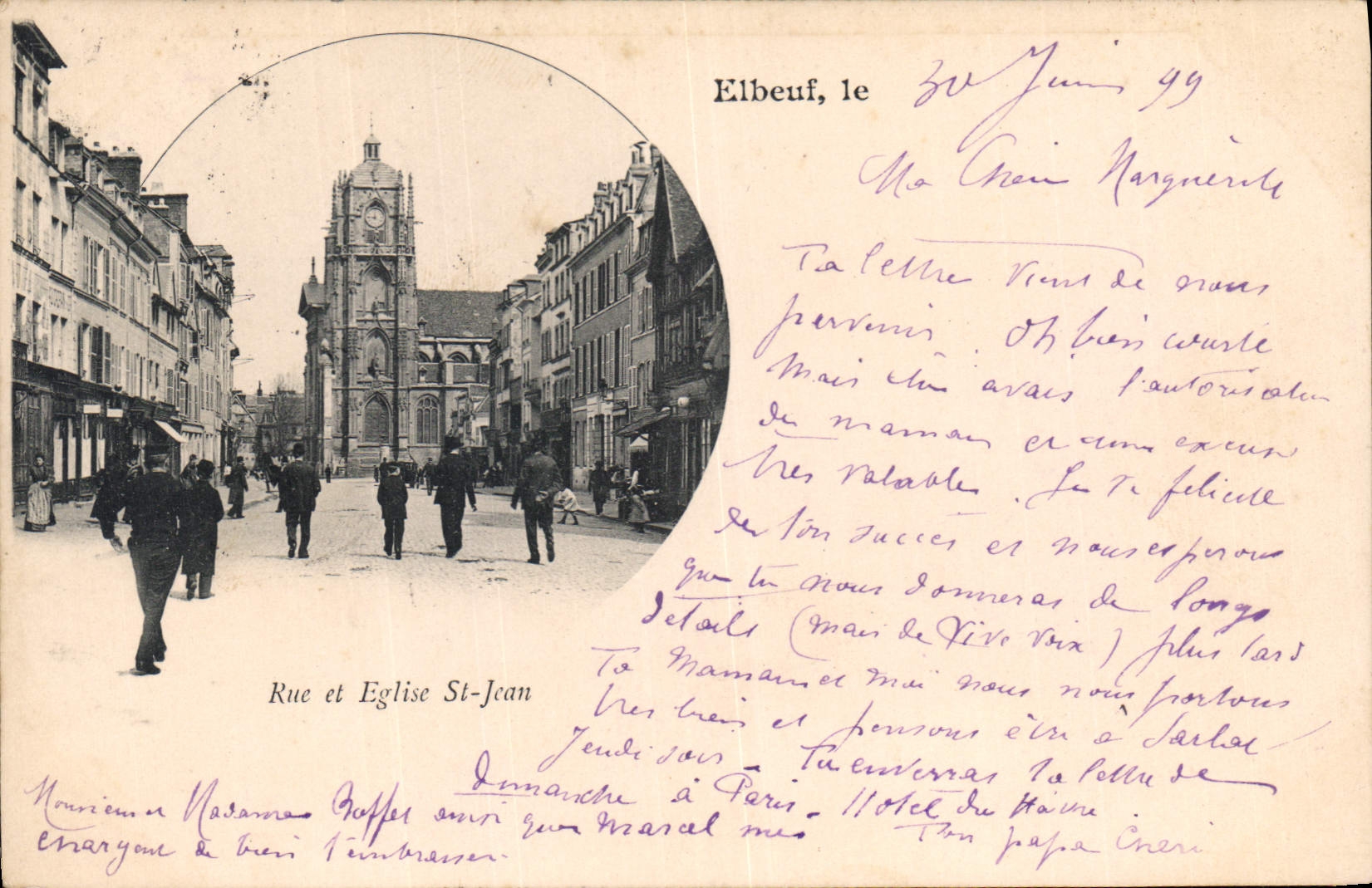 CPA Elbeuf rue et Eglise St Jean 