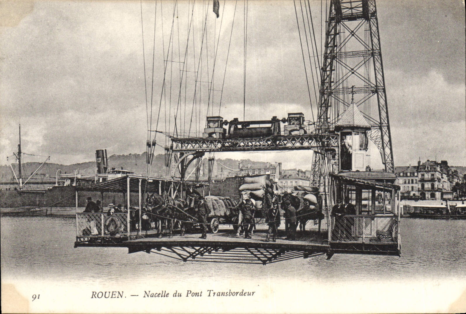 CPA Rouen Nacelle du Pont Transbordeur 