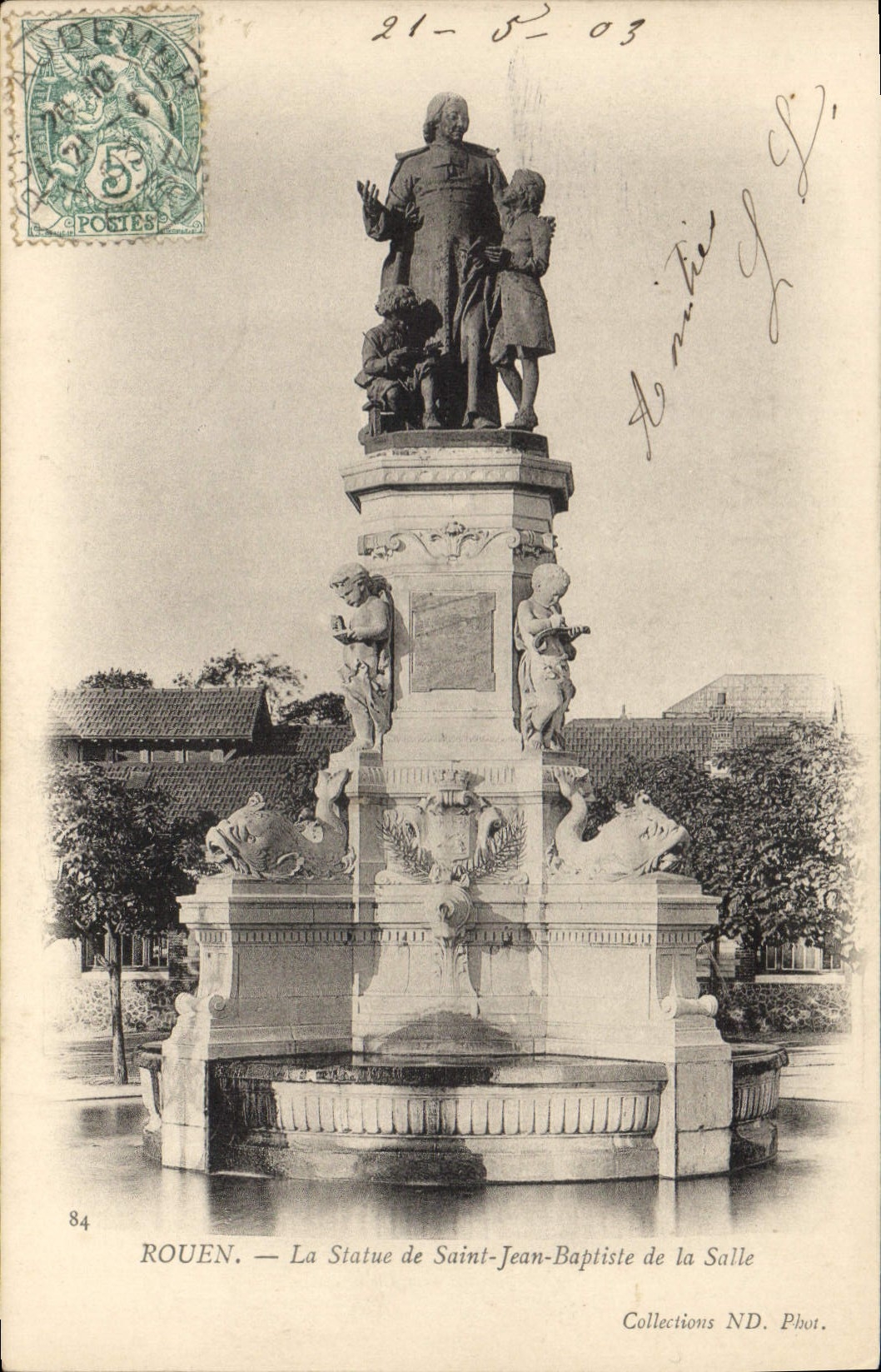 CPA Rouen La Statue Saint Jean Baptiste de la Salle 
