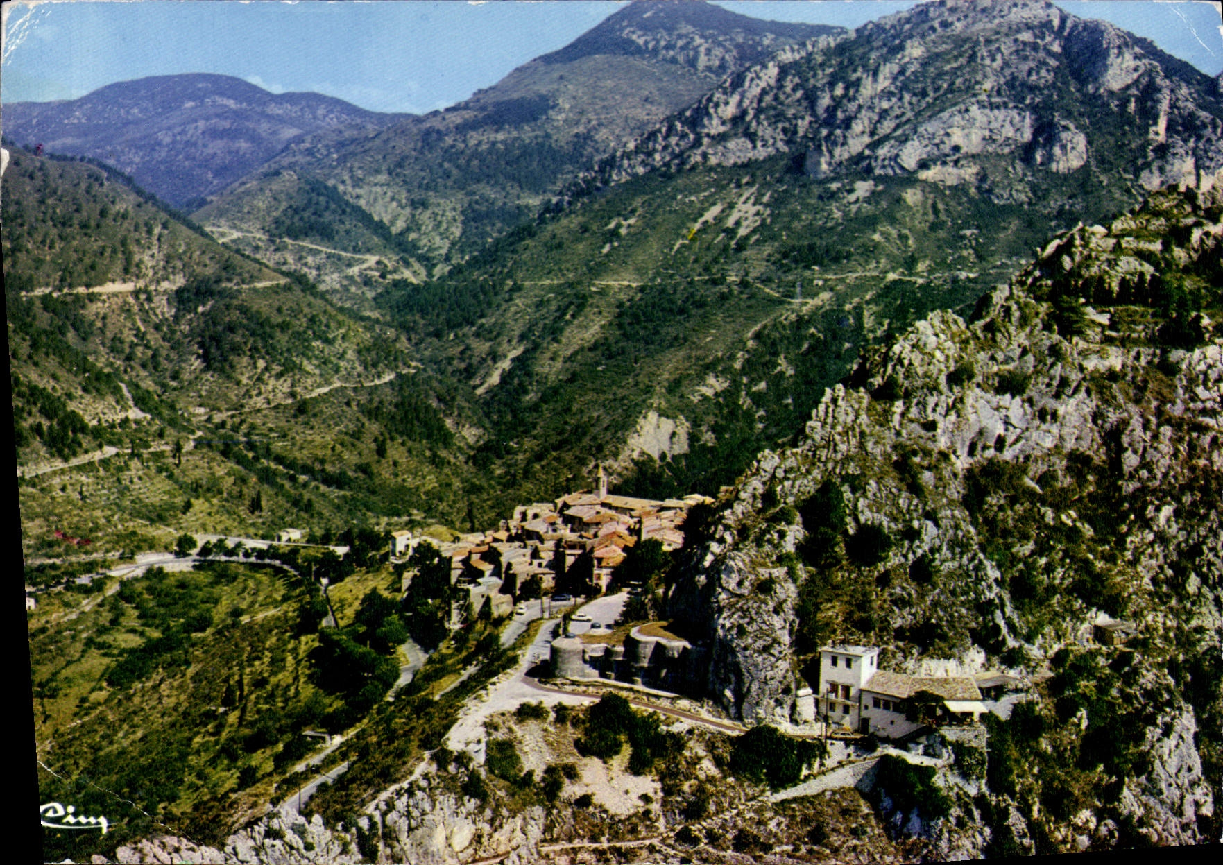 CPA Ste Agnes Alpes Mar Le village du littoral le plus haut d'Europe Vue generale aerienne le Righi 