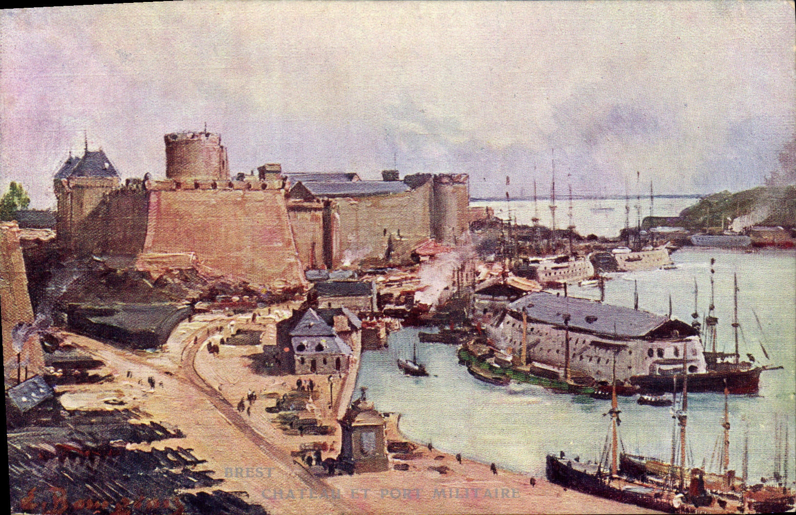 CPA Brest chateau et port Militaire par Eugène Bourgeois