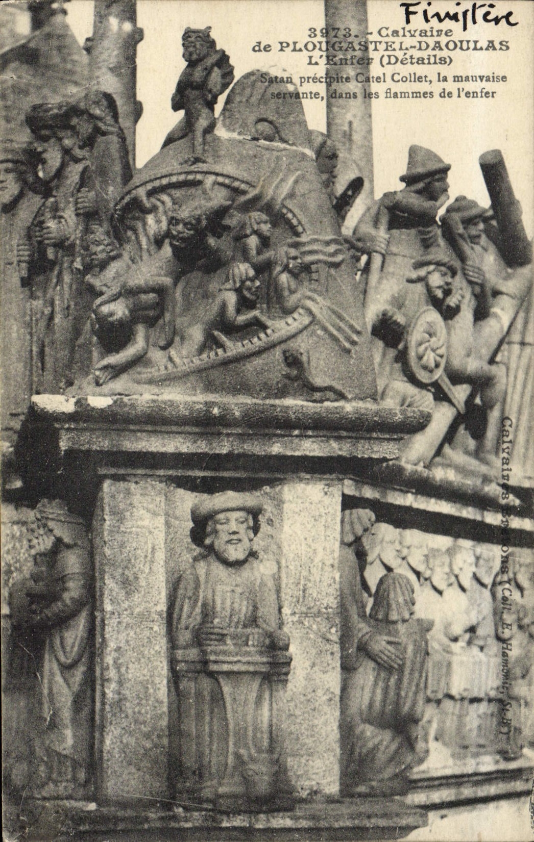 CPA Calvaire de Plougastel Daoulas l'Enfer Details Satan precipite Catel Collet la mauvaise servante