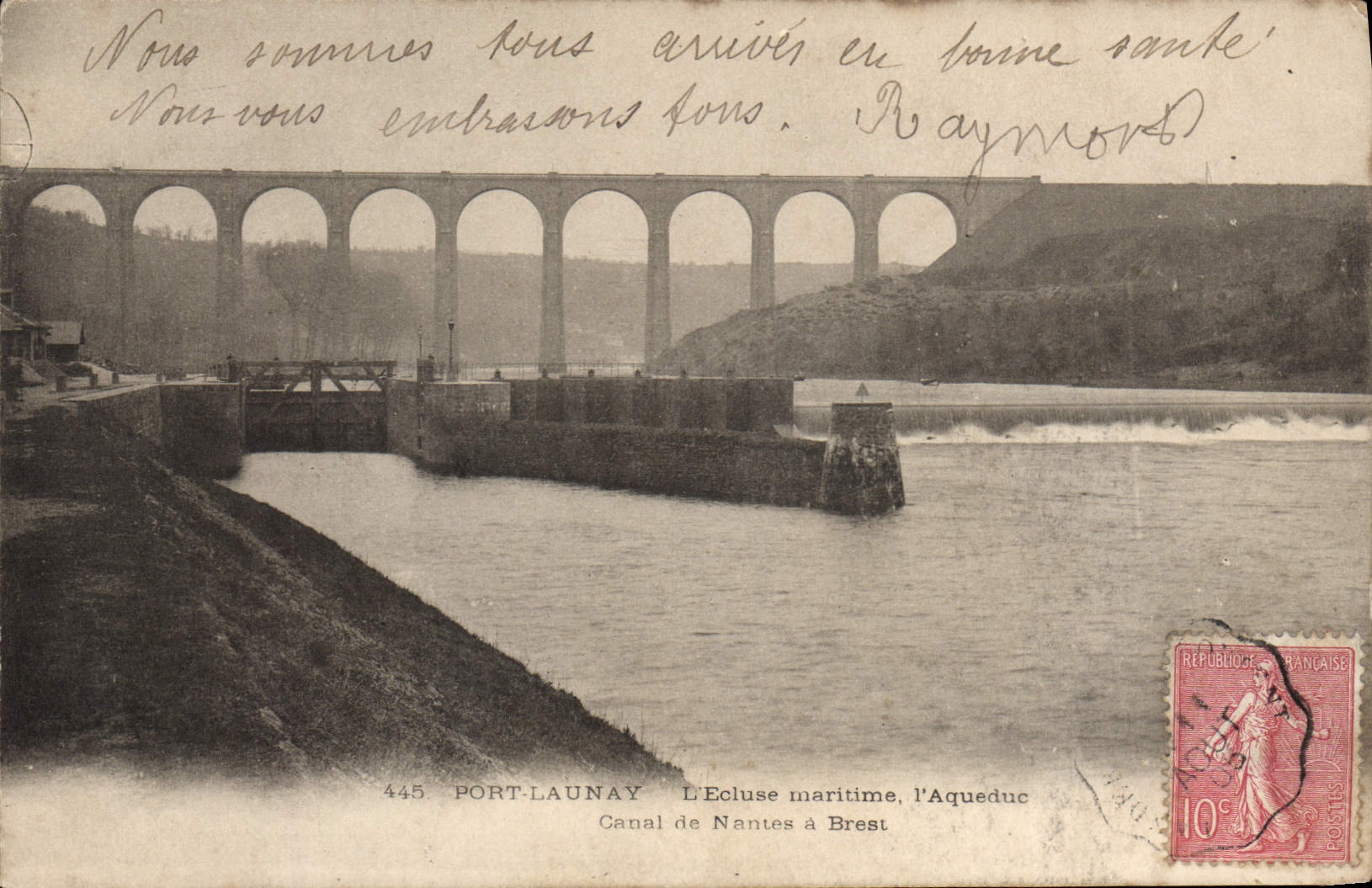 CPA Port Launay l'Ecluse Maritime l'Aqueduc Canal de nantes à Brest 