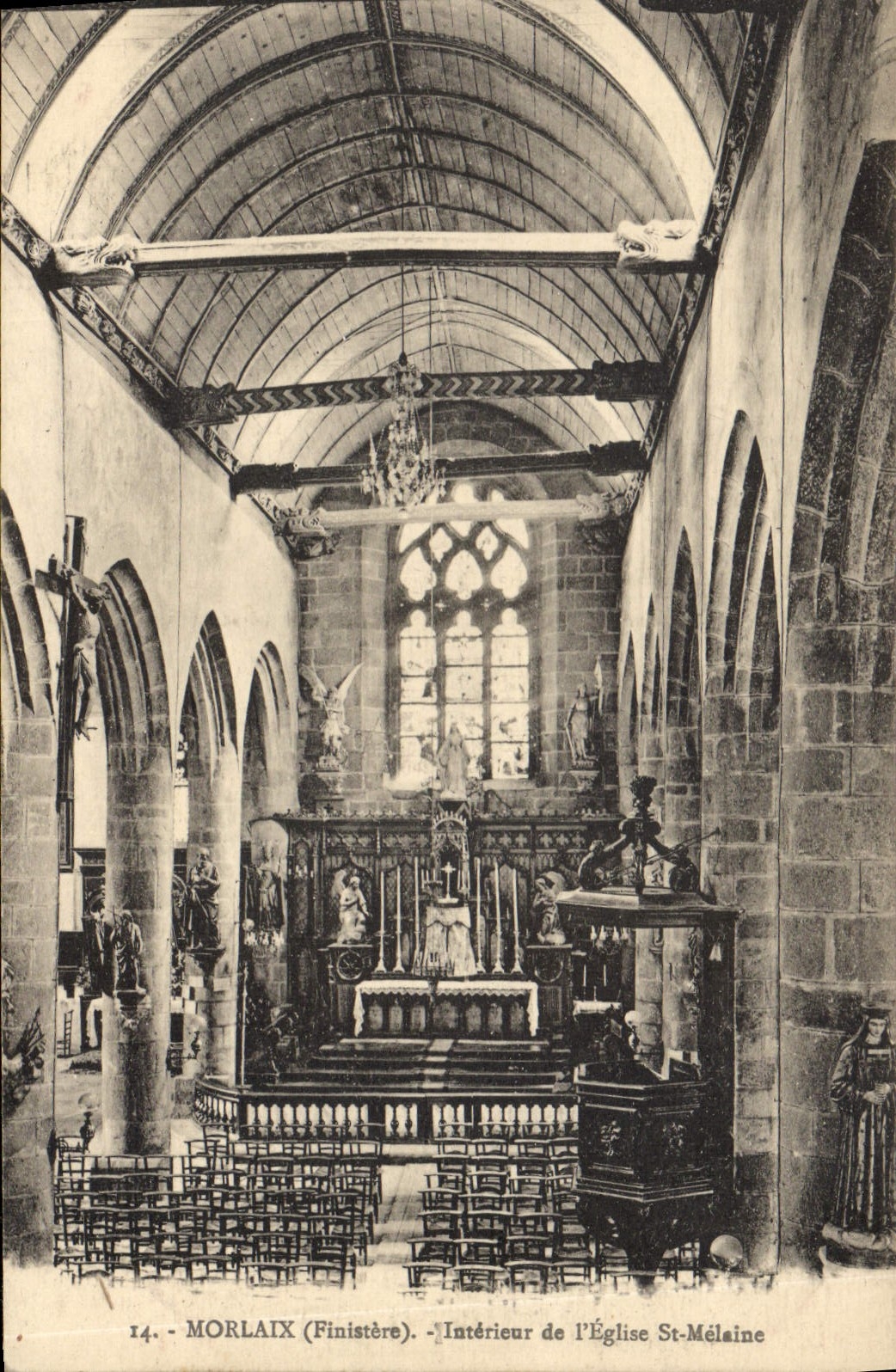 CPA Morlaix Finistere interieur de l'eglise St Melaine 
