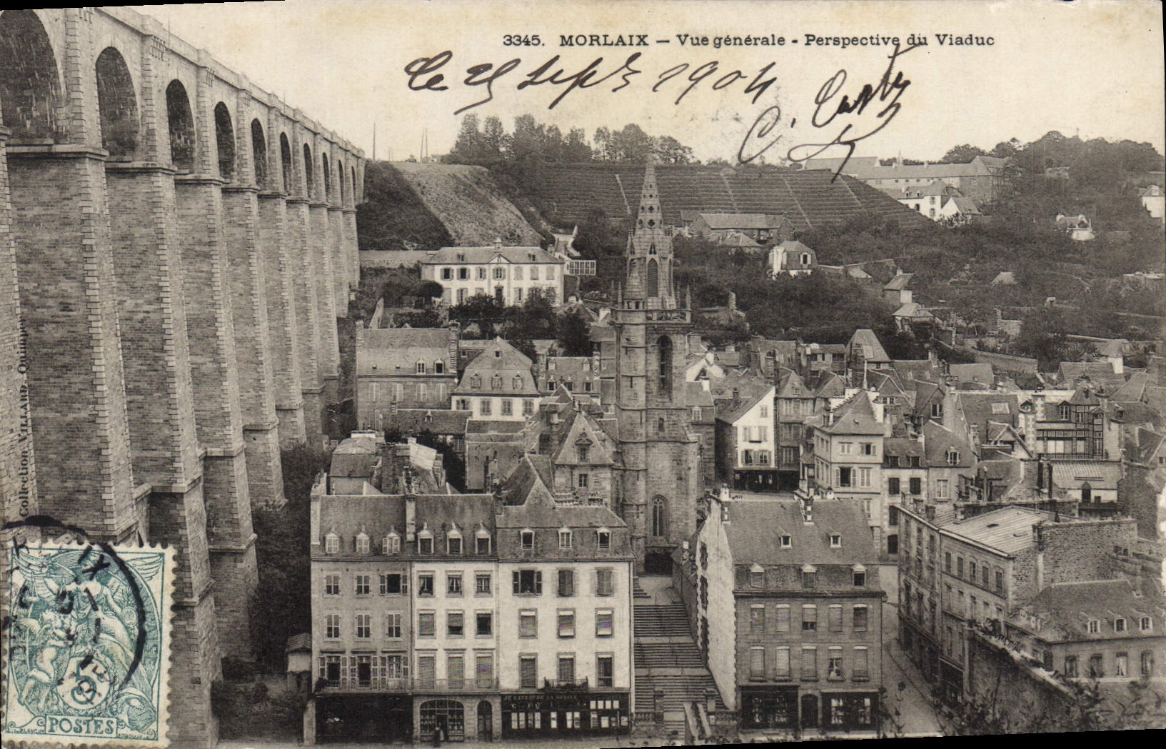 CPA Morlaix vue generale Perspective du Viaduc