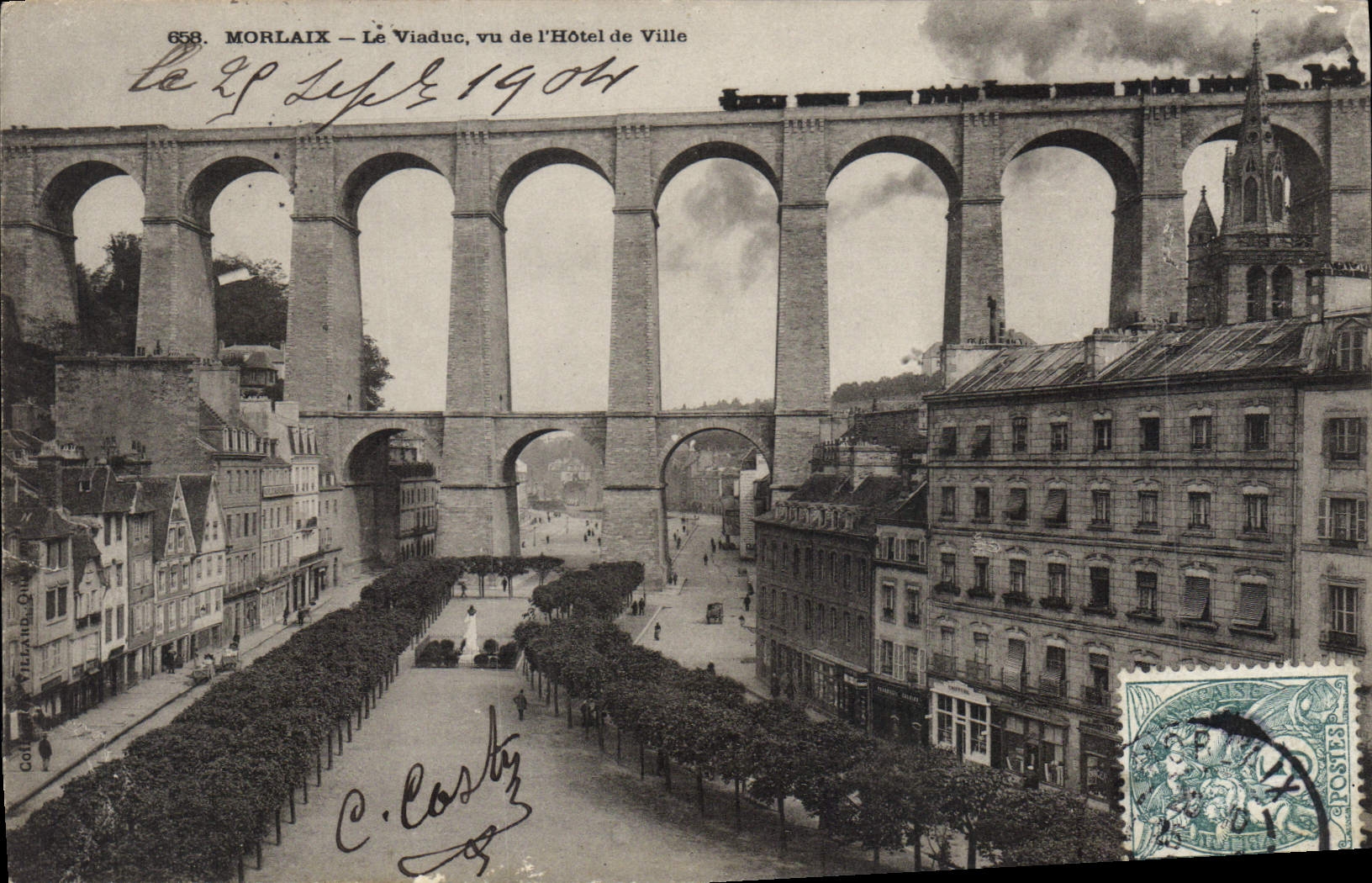 CPA Morlaix le Viaduc vu de l'hotel de ville