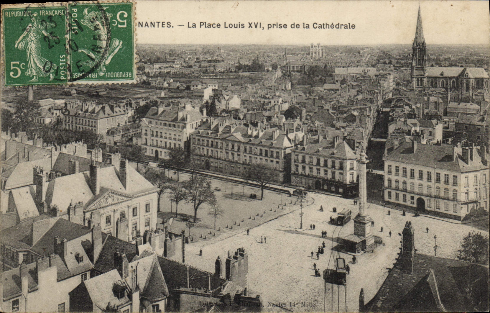 CPA Nantes La Place Louis XVI prise de la Cathedrale