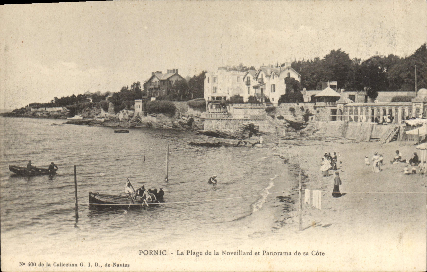 CPA Pornic La Plage de la Noveillard et Panorama de sa Cote 