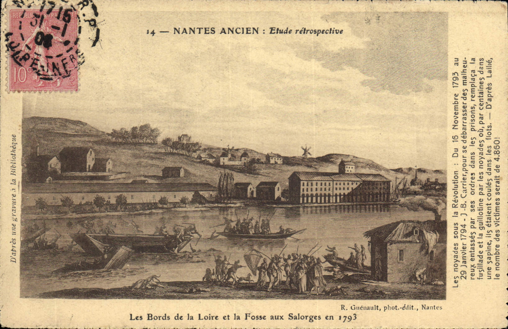 CPA Nantes Ancien Etude retrospective Les Bords de la Loire et la Fosse aux Salorges en 1793 fussila