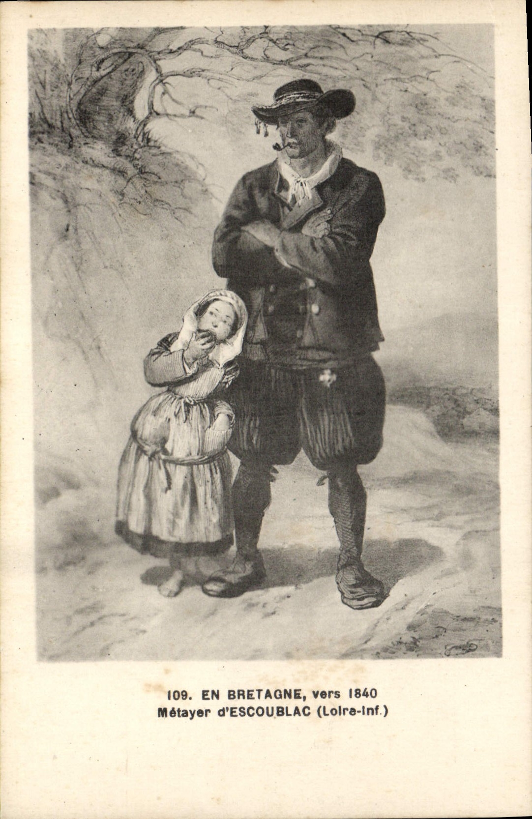 CPA En Bretagne vers 1840 Metayer d'Escoublac Loire Inf 