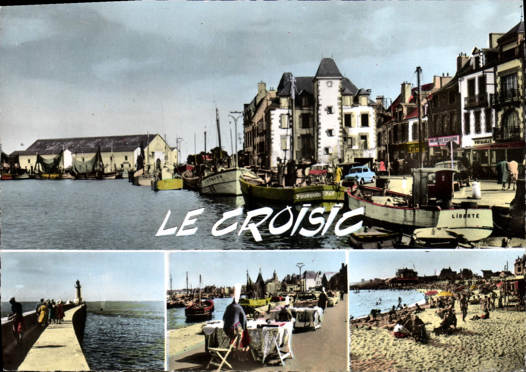CPSM Le Croisic le port la Jetee et le Phare Dentellieres plage de Port Lin 