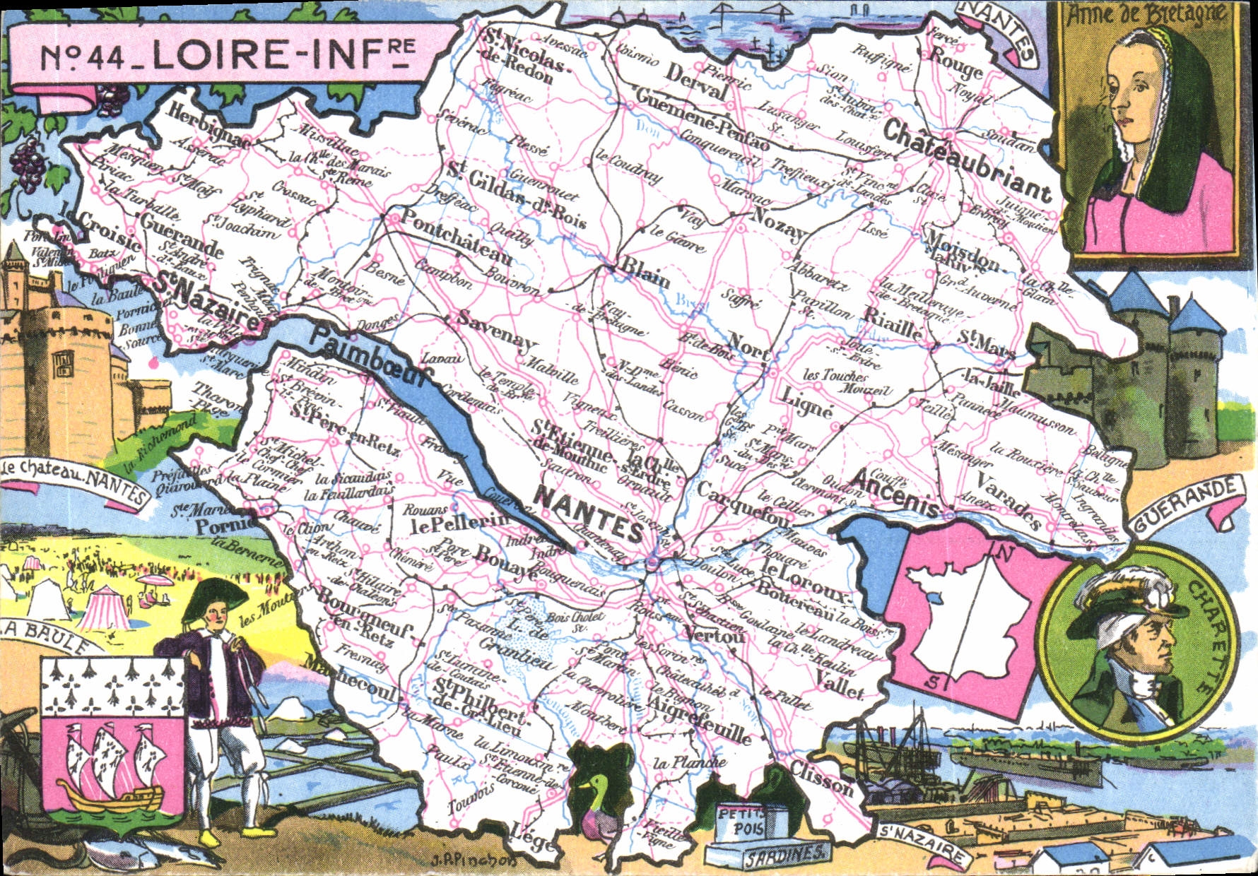CPSM Loire Inferieure forme en 1790 d'une partie de la Bretagne le château de nantes guérande anceni