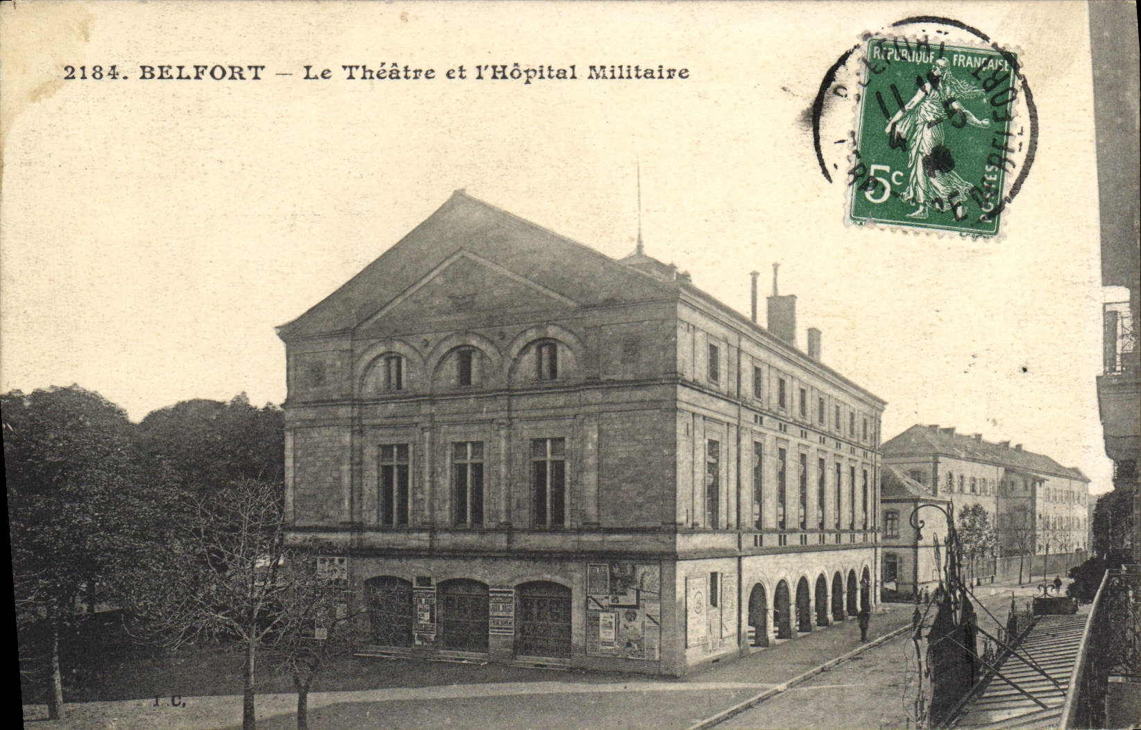 CPA Belfort le Theatre et l'hopital Militaire 