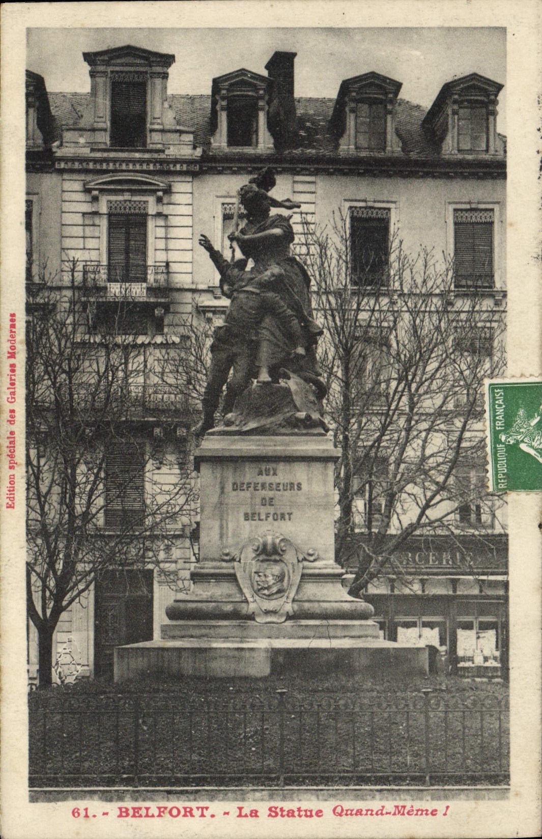 CPA Belfort la statue Quand Meme 