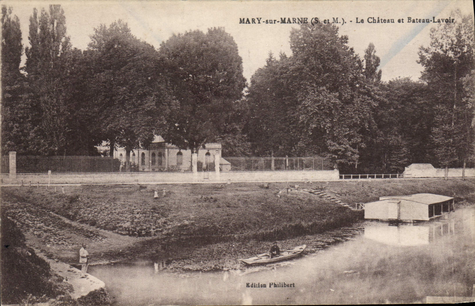 CPA Mary sur Marne S et M le chateau et bateau Lavoir