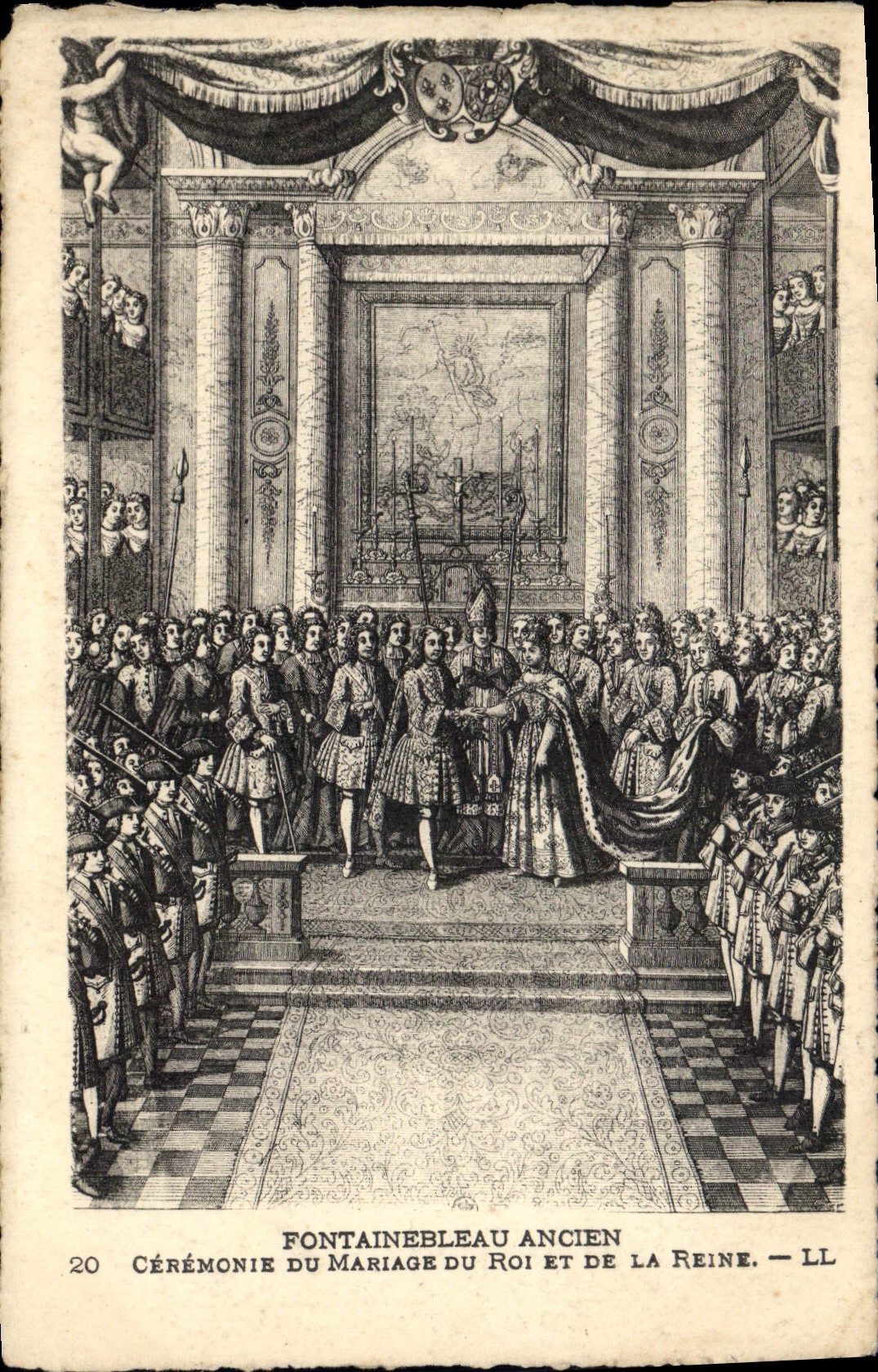 CPA Fontainebleau ancien ceremonie du Mariage du roi et de la reine