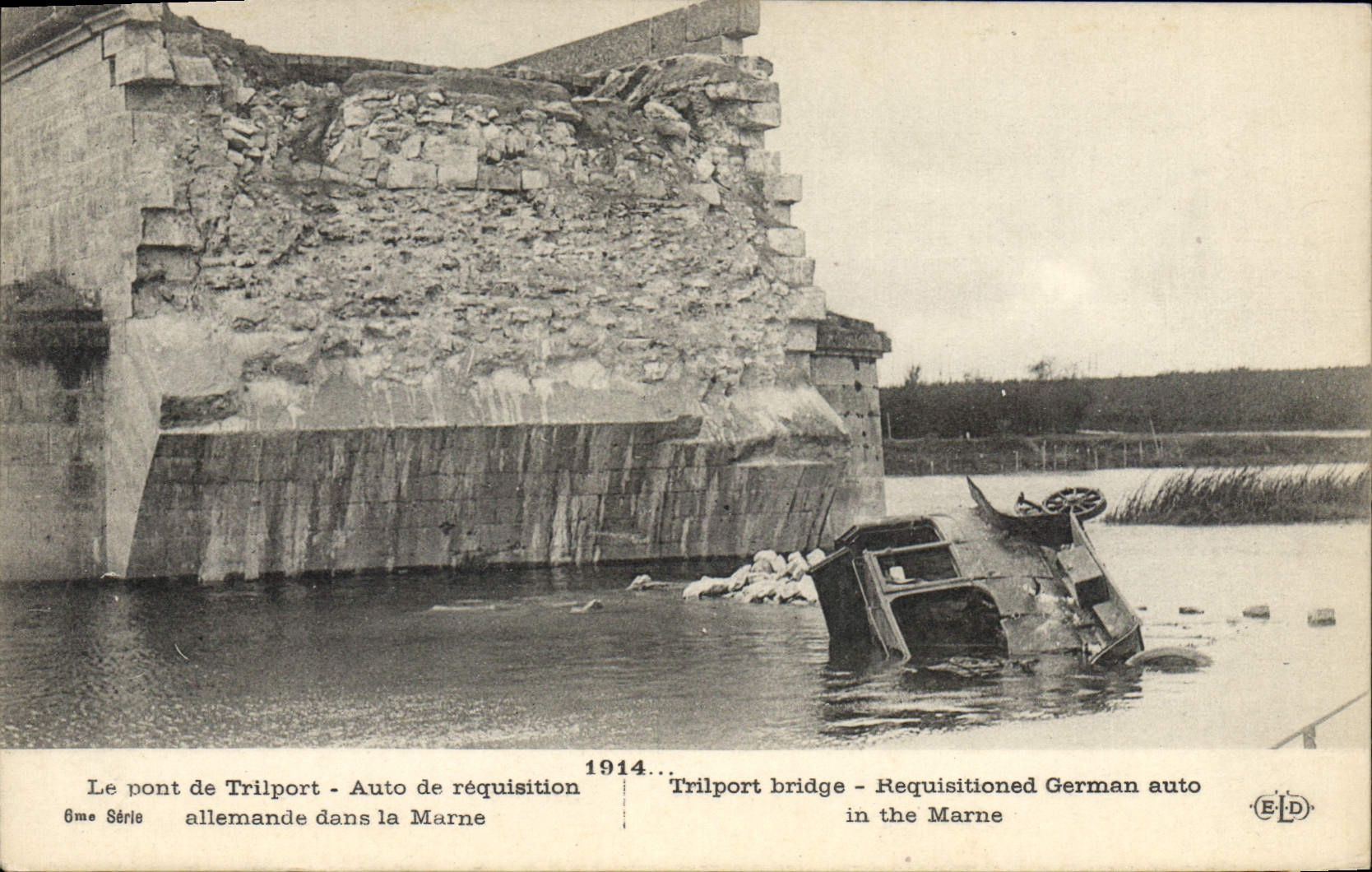 CPA Le pont de trilport auto de requisition allemande dans la Marne 