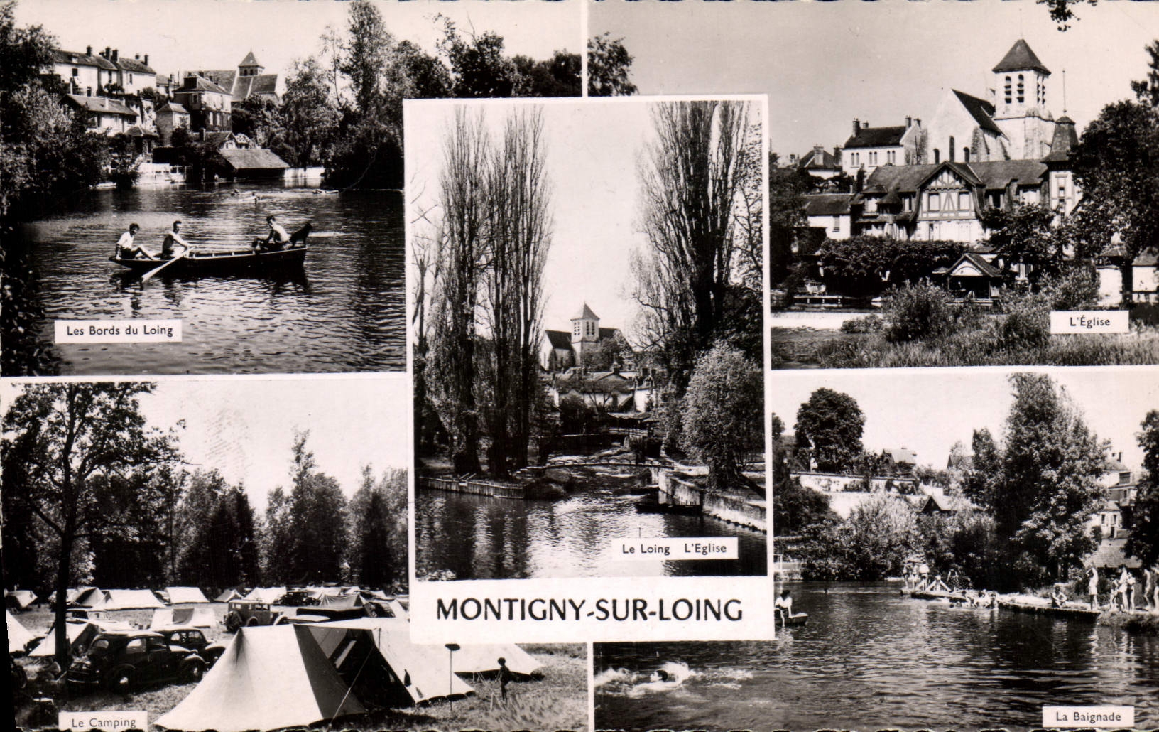 CPA Montigny sur Loing l'église la camping la baignade