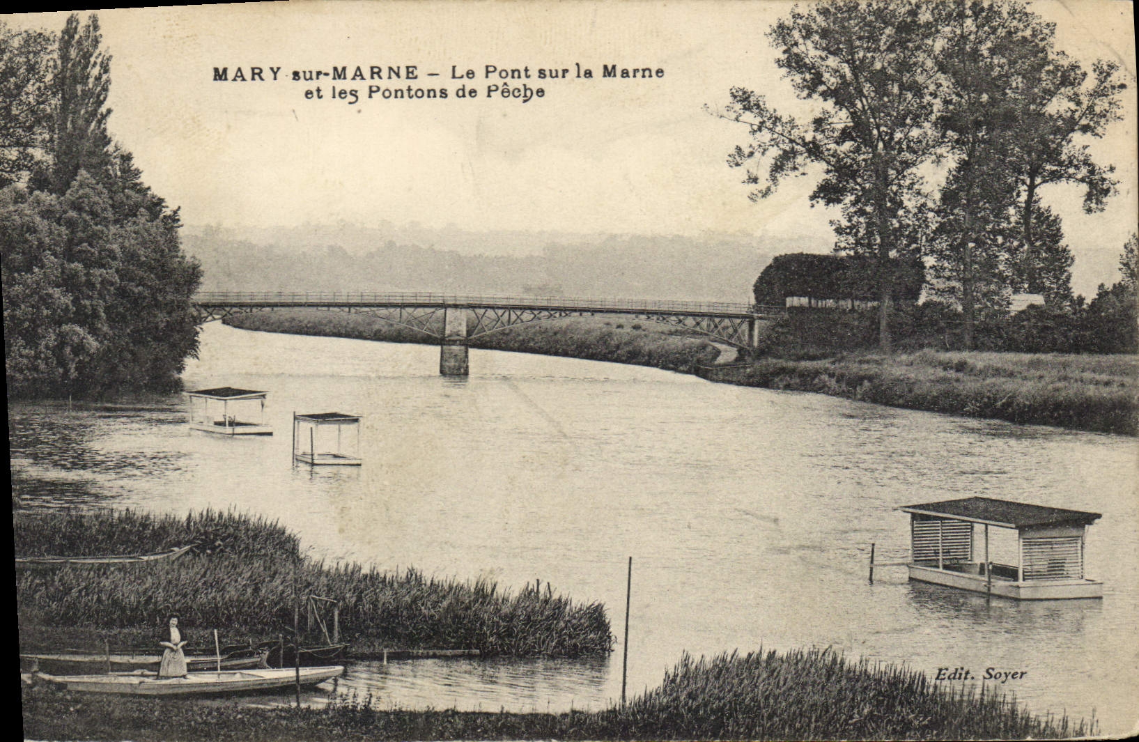 CPA Mary sur Marne Le Pont sur la Marne et les Pontons de Peche 
