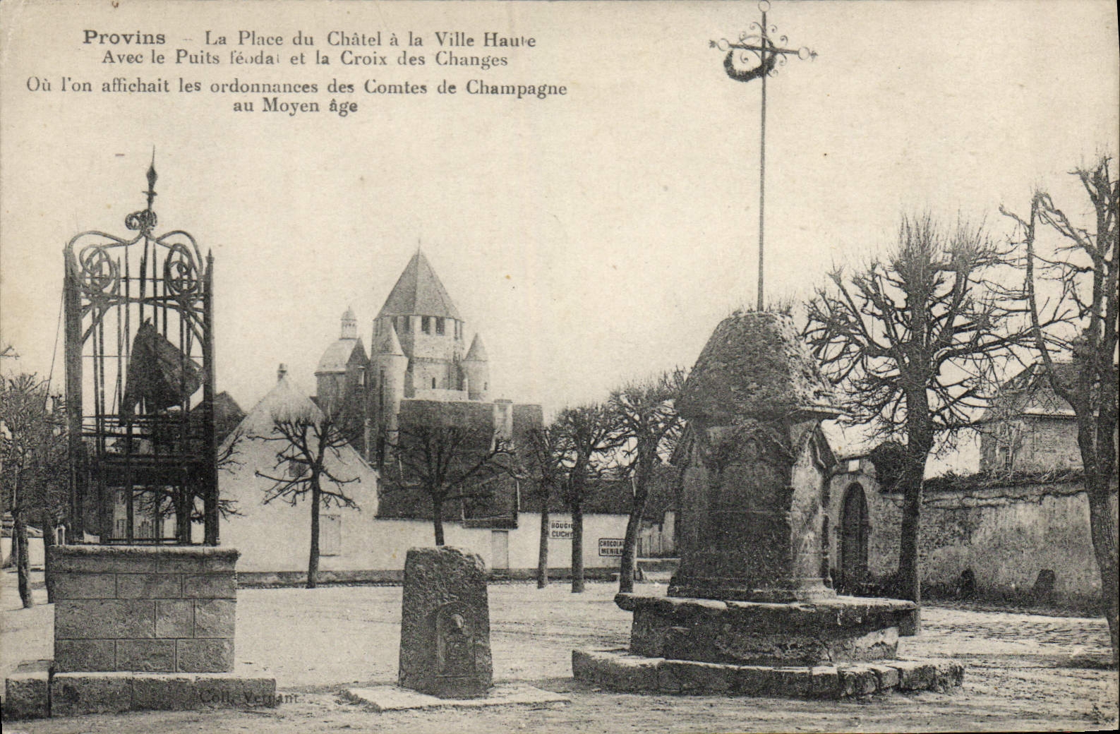 CPA Provins La Place du Chatel a la Ville Haute puit féodal croix des changes