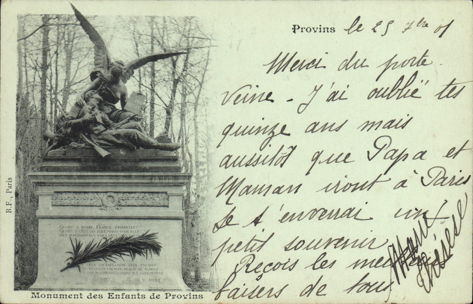 CPA Monument des Enfants de Provins 