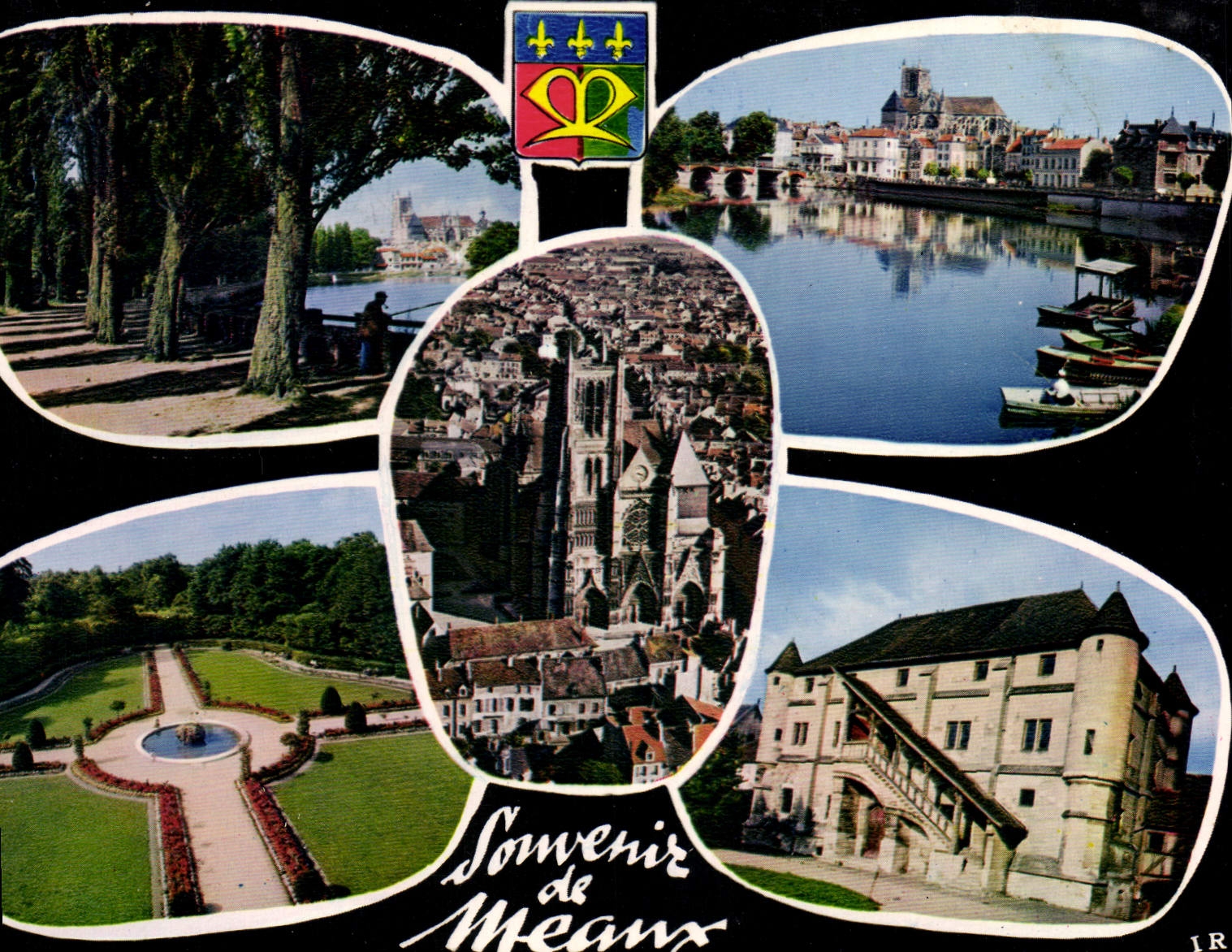 CPSM Meaux (S et M) La Promenade des Trinitaires La Marne et le Vieux pont La Cathedrsale Saint Etie