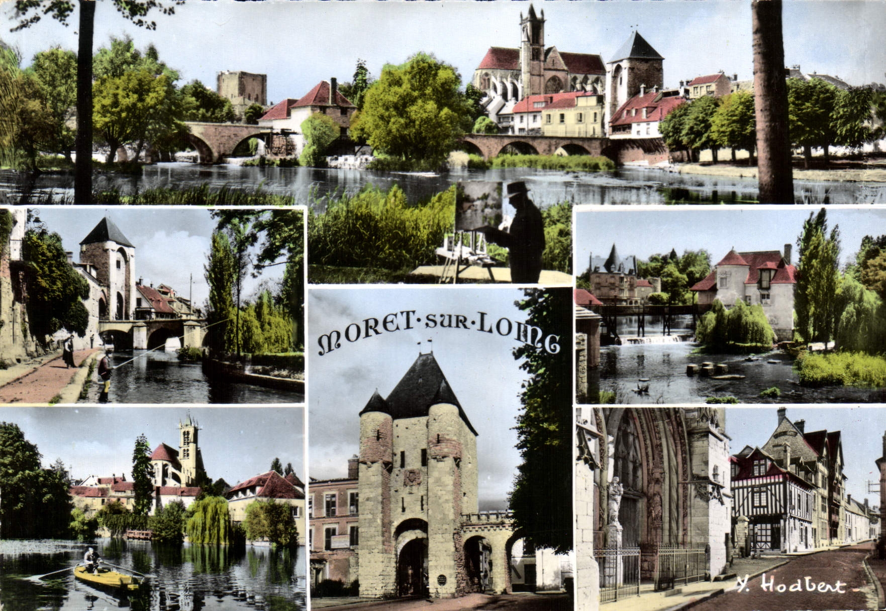 CPSM Moret sur Loing (S et M) Panorama sur le Loing La Porte de Bourgogne et les Petits quais l'Egli
