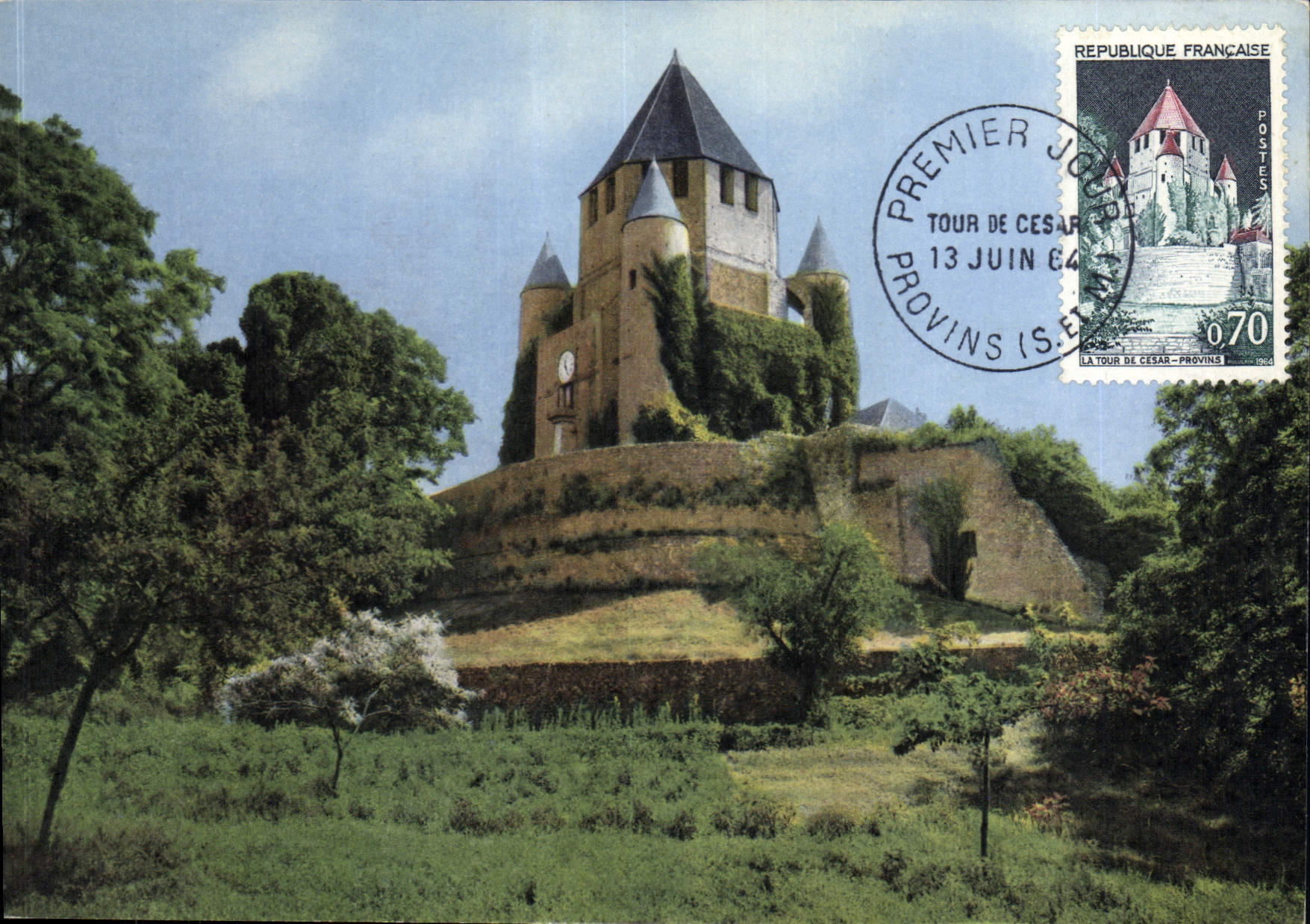 CPSM Provins (S et M) La Tour de Cesar premier jour Carte maximum