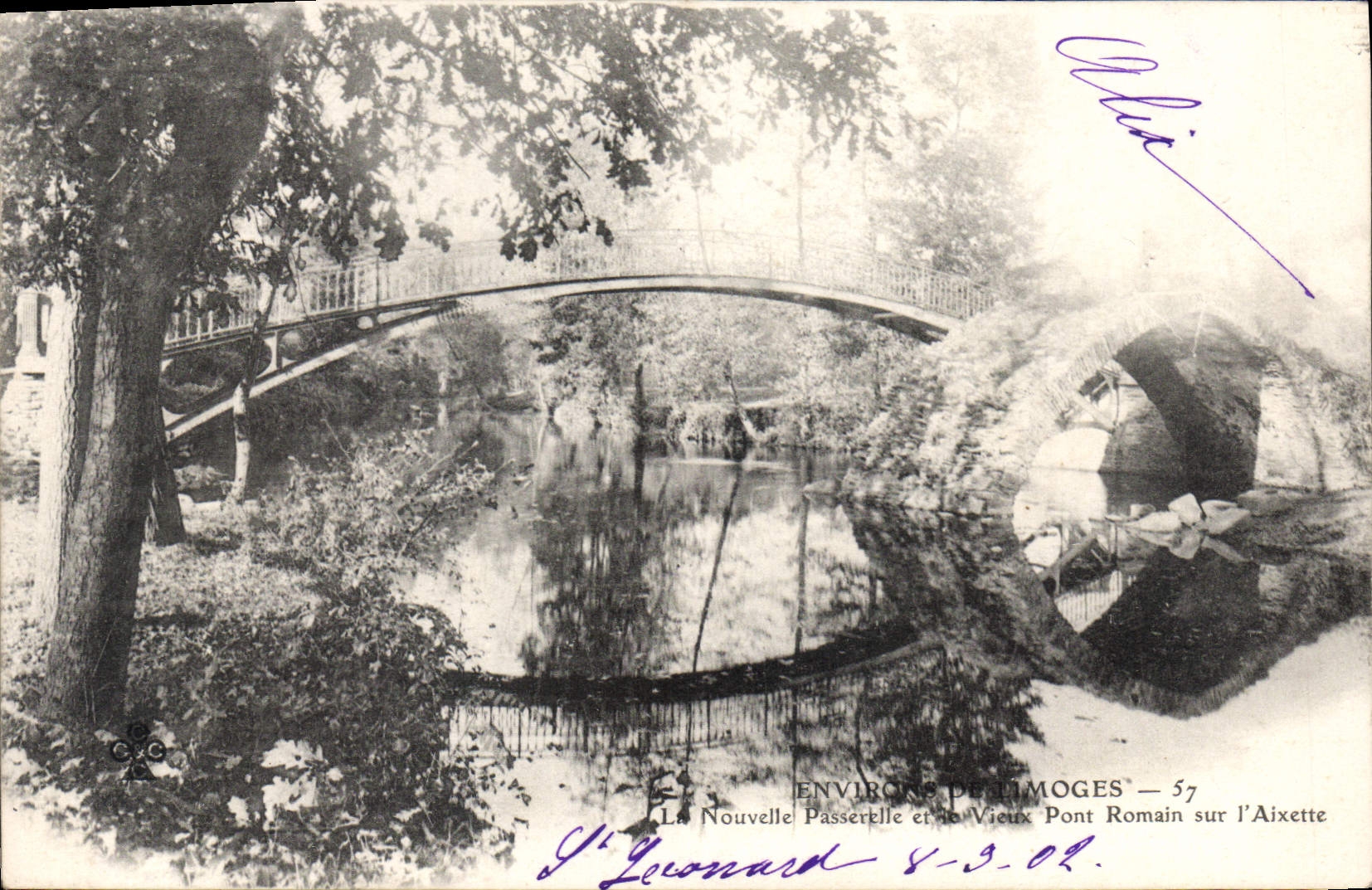CPA Environ de Limoges Nouvelle Passerelle vieux pont romain sur l'Aixette