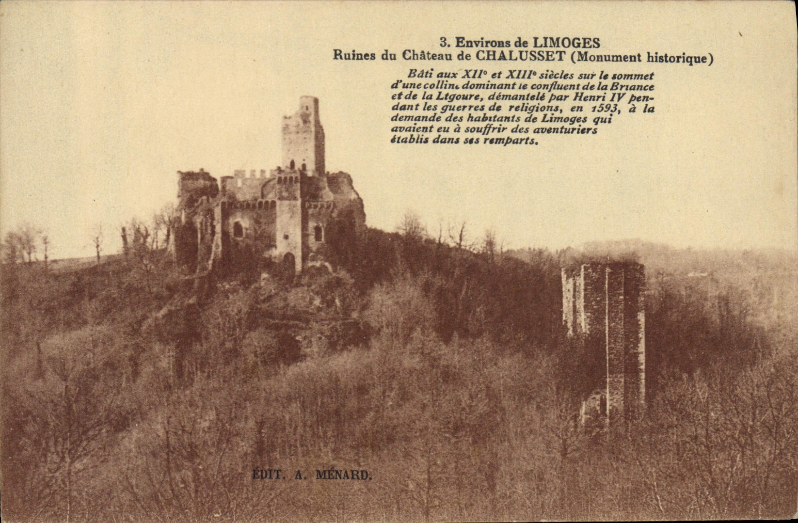 CPA Environs de Limoges Ruines du Chateau de Chalusset