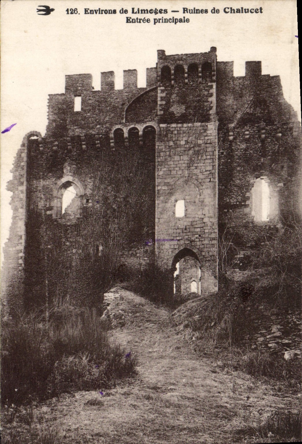 CPA Environs de Limoges Ruines de Chalucet Entree principale