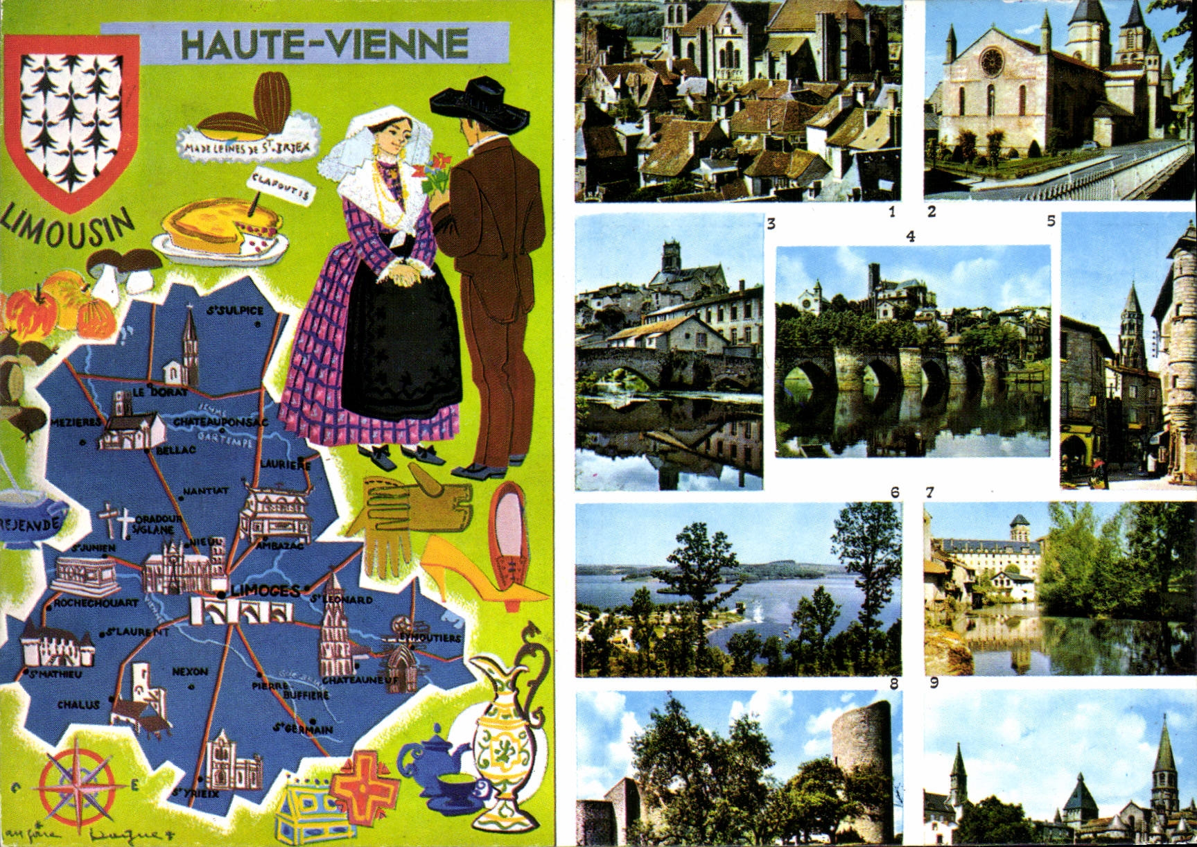 CPSM Haute Vienne Saint-Junien Bellac Le Dorat St-Leonard de Noblat Chalus Eymoutiers St-Yrieix Limo