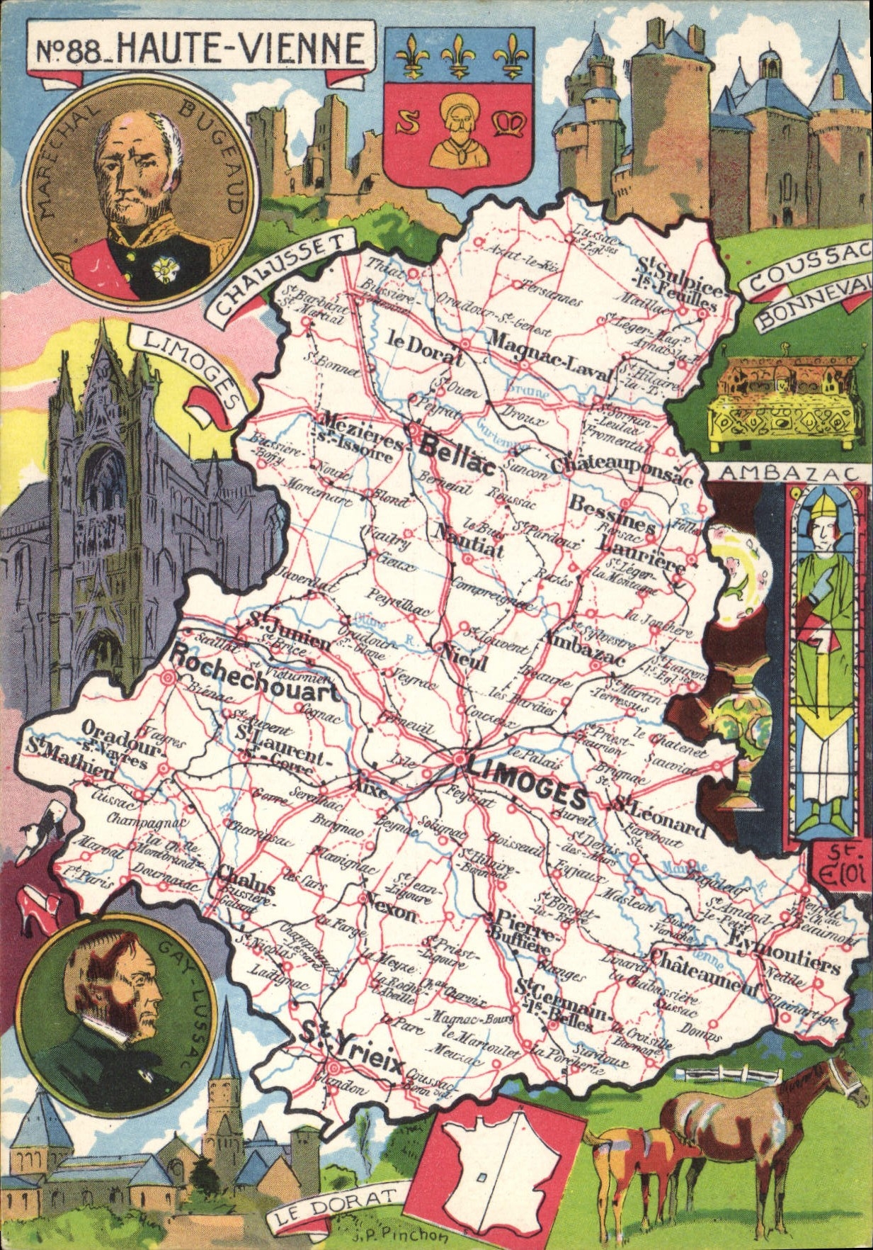 CPSM Haute Vienne Gay Lussac Bugeaud Chalusset Coussac Bonneval porceleine