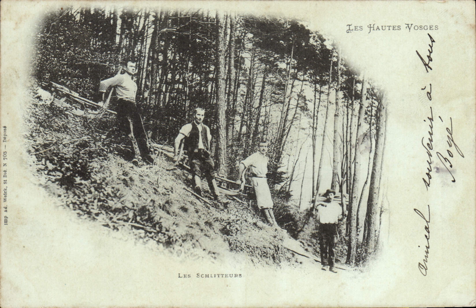 CPA Les Hautes Vosges Les schlitteurs