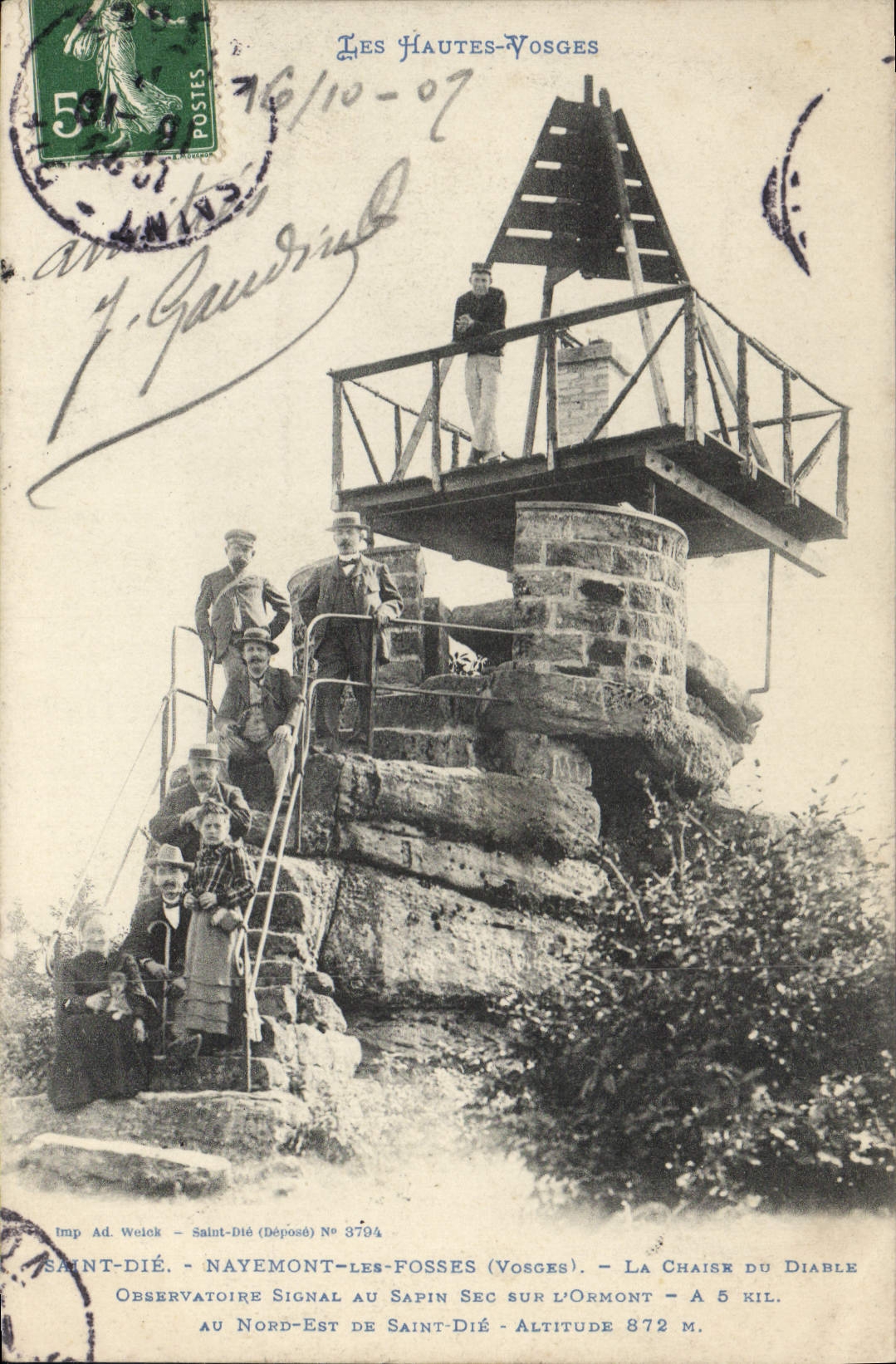 CPA Les Hautes Vosges Saint Die Nayemont les Fosses Vosges La Chaise du Diable 
