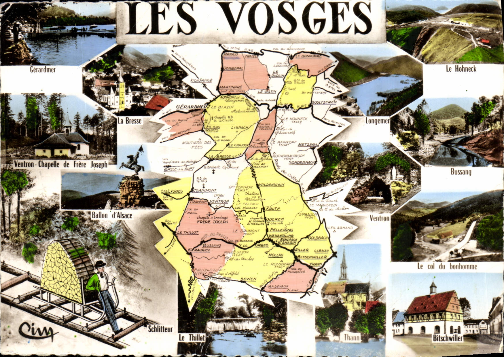 CPSM Les Vosges Gerardmer La Bresse Ballon d Alsace Le Thillot Thannn Bussang