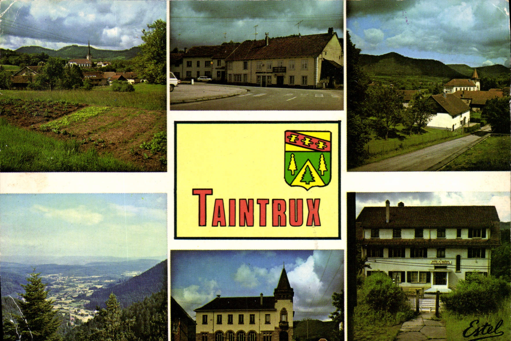 CPSM Taintrux Vosges Le village et l'eglise