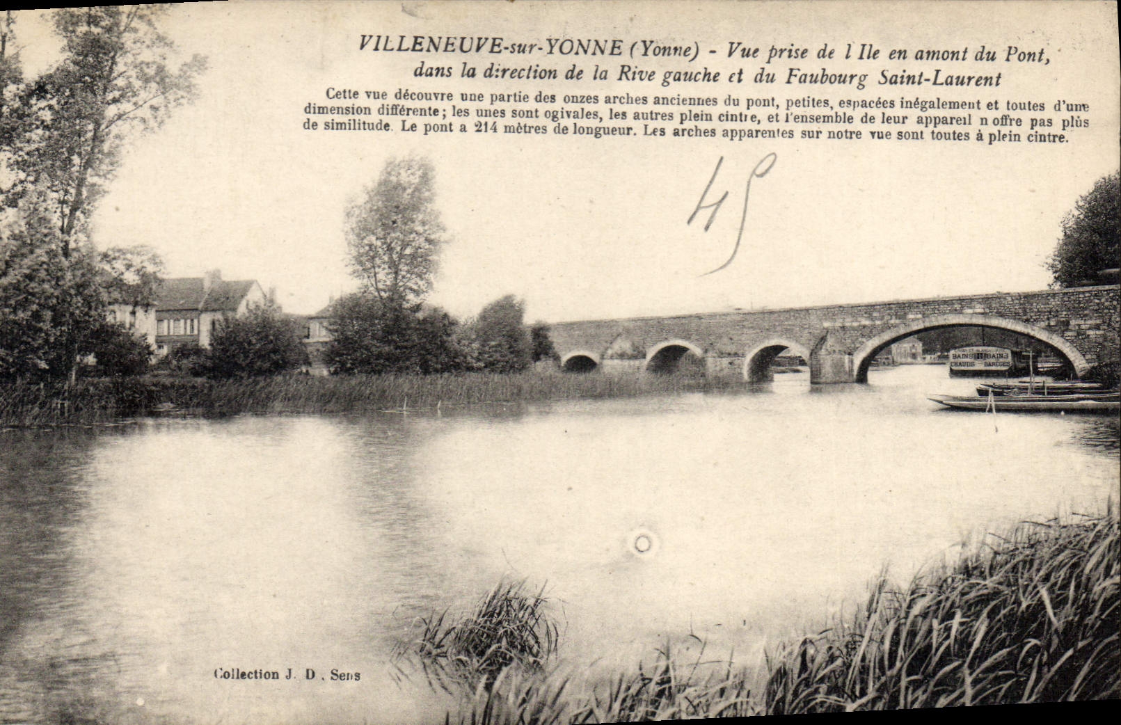 CPA Villeneuve sur Yonne Vue prise de I Ile en amont du pont