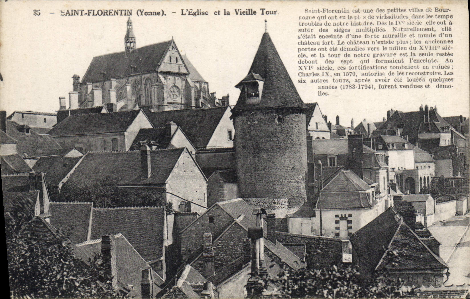 CPA Saint Florentin Yonne L'Eglise et la Vielle Tour