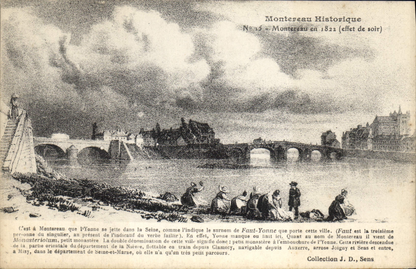 CPA Montereau Historique Montereau en 1822 effet de soir