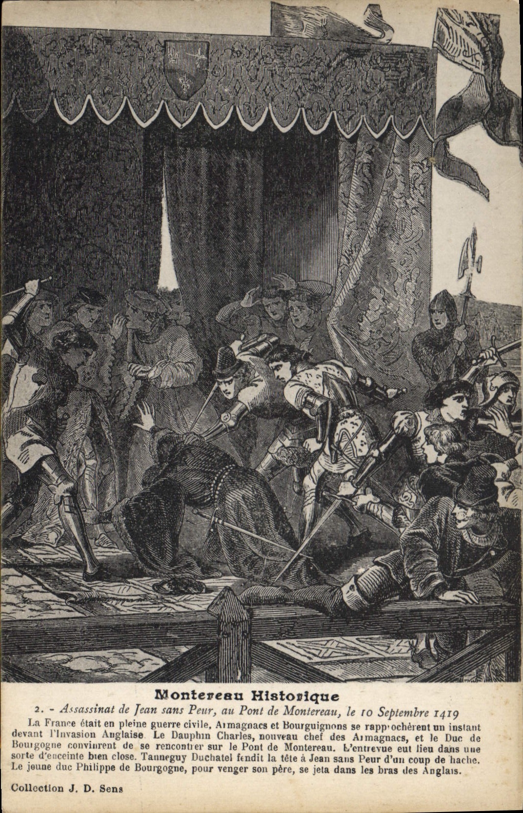 CPA Montereau Historique Assassinat de Jean sans Peur au Pont de Montereau le 10 Septembre 1419