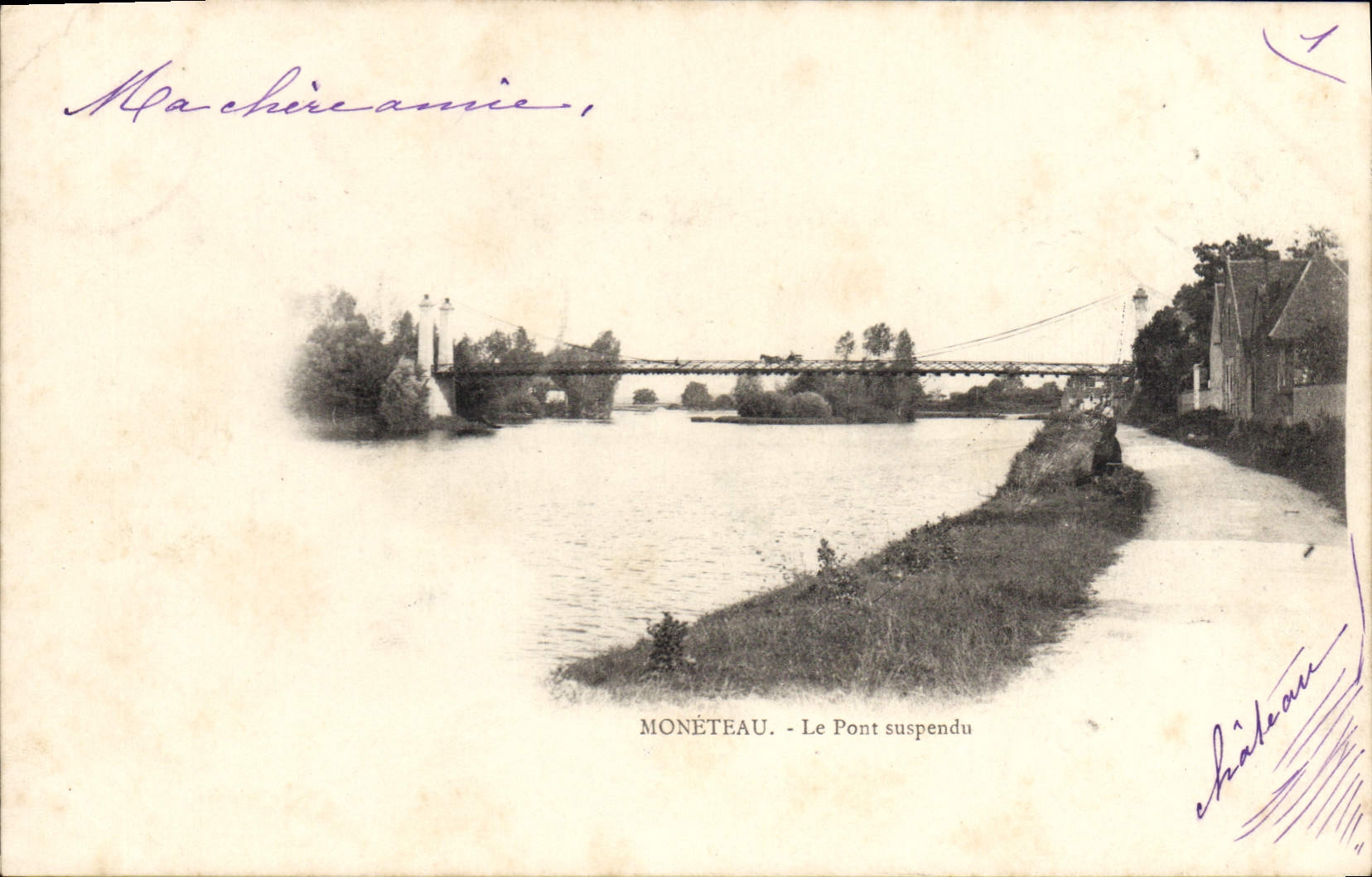 CPA Moneteau Le Pont suspendu 