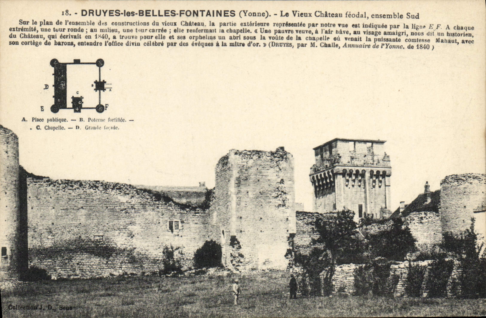 CPA Druyes les Belles Fontaines Yonne Le Vieux Chateau feodal ensemble Sud