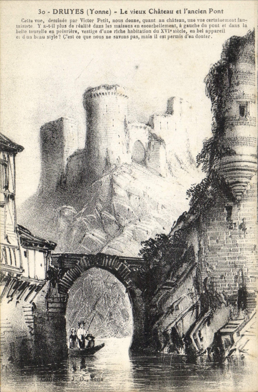 CPA Druyes Yonne Le vieux Chateau et l'ancien Pont 