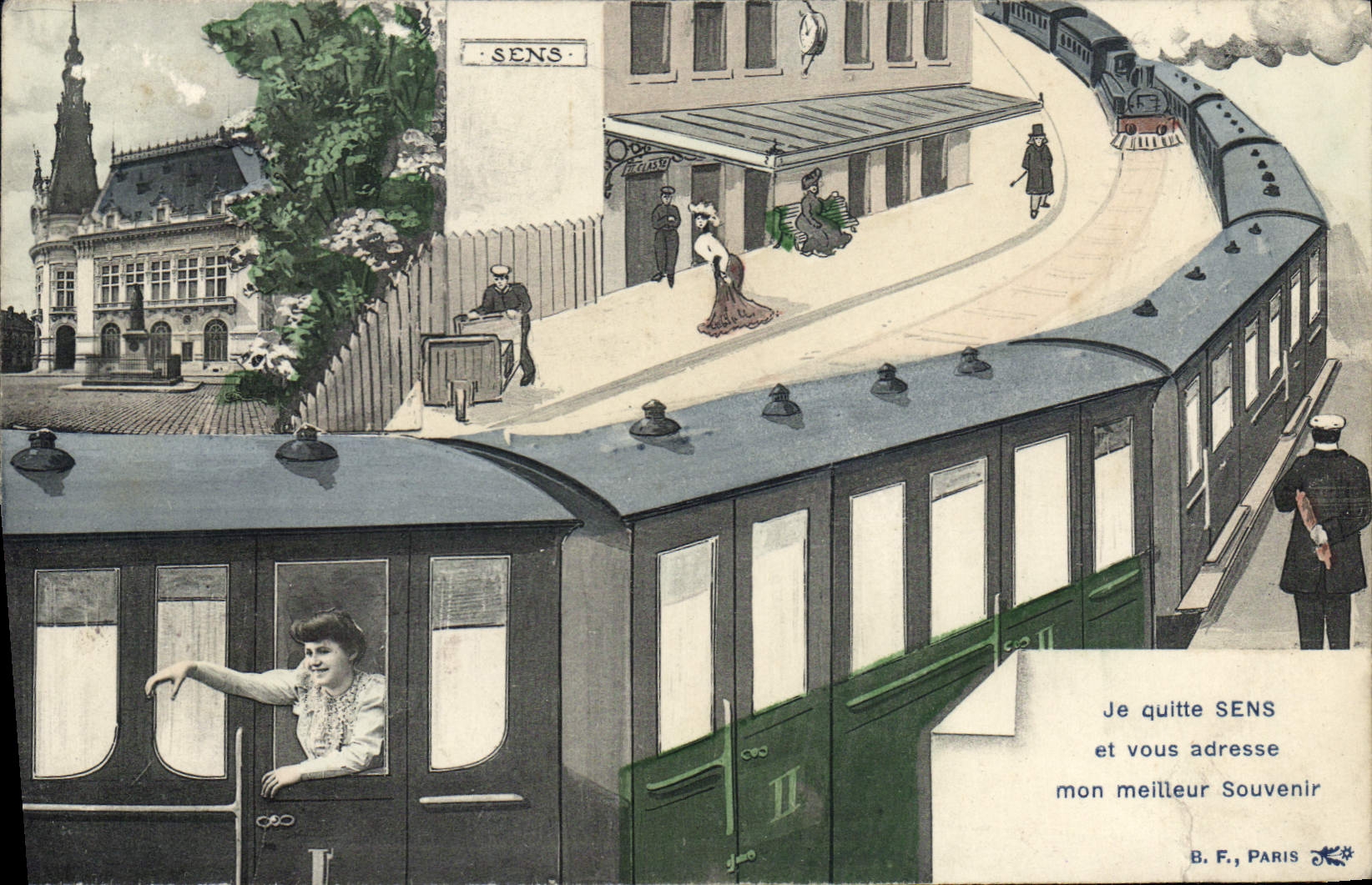 CPA Je quitte Sens et vous adresse mon meilleur Souvenir 