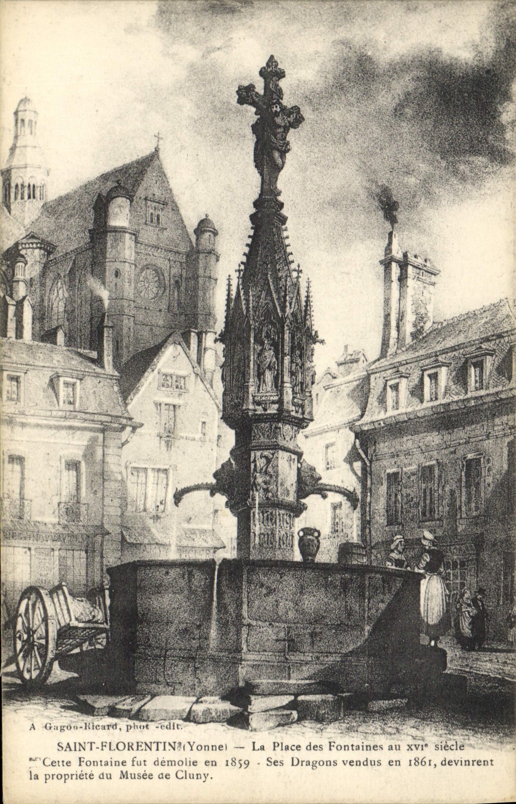 CPA Saint Florentin La Place des Fontaines au