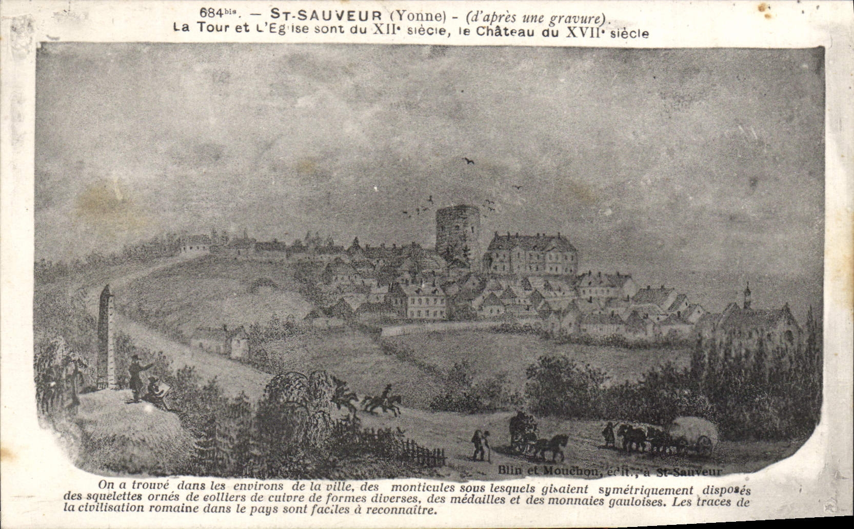 CPA St Sauveur Yonne La Tour et L'Eglise
