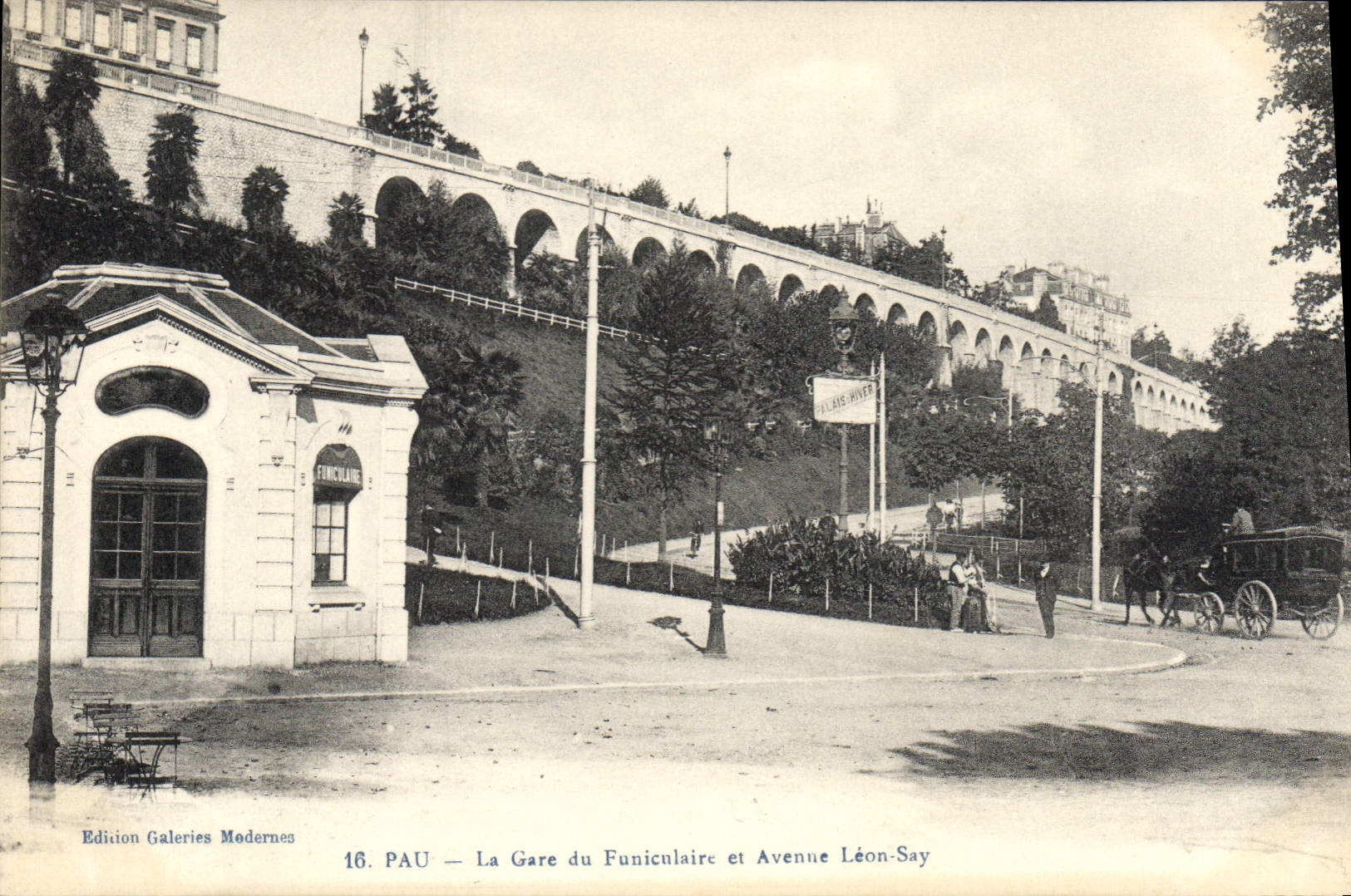CPA Pau La Gare du Funiculaire et Avenue Leon Say